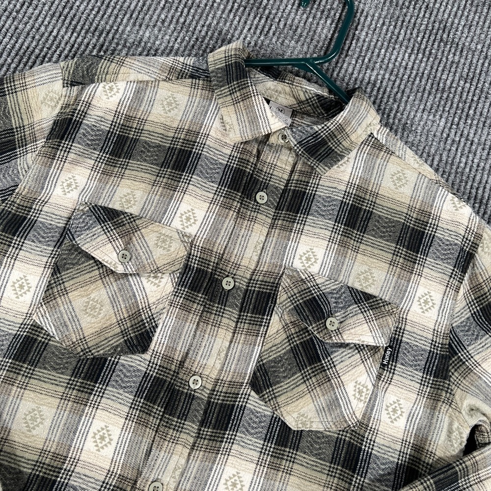 Hurley Shirt Mens Small Brown Plaid Long Sleeve Button Up Work Casual Outdoor